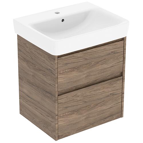 Meuble sous-vasque Plan Renova avec vasque en céramique de 650 mm de largeur
 Standard 3
