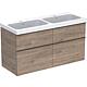 Meuble sous-vasque-vasque céramique Geberit iCon 1200x705x485 mm noyer hickory/poignée lave