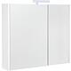 Armoire à glace Akira avec éclairage LED, 2 portes, frêne blanc, 800x700x155mm