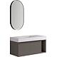 Kit de meubles de salle de bain Blies Carbon Grau avec miroir LED, étagère ouverte et vasque