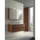 Kit de meubles de salle de bain Benaro, noyer, avec double lavabo en Céramique et Armoire à glace Standard 2