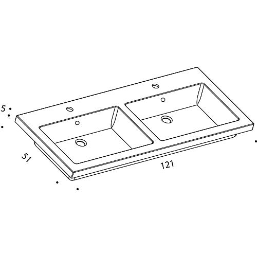 Vasque double EPIC, fonte minerale, 1210x510 mm
