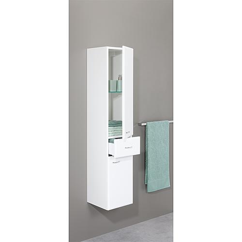 Meuble haut Serie MAC 2 portes 1 tiroir blanc brillant ouverture droit lxHxP 300x1440x320 mm