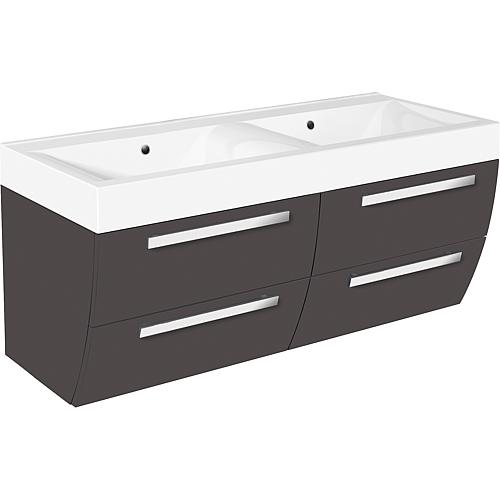Meuble sous-vasque Enna avec double vasque en fonte minérale, largeur 1200 mm Standard 2