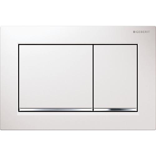 Plaques de commande Omega 20 Square, rinçage à 2 quantités, blanc, chromé brillant/blanc
