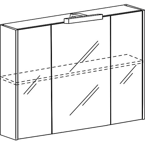 Armoire à glace avec éclairage blanc brillant 3 portes 950x750x188mm