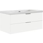 Meuble sous-vasque Epil avec vasque en céramique, largeur 1060 mm, 2 tiroirs