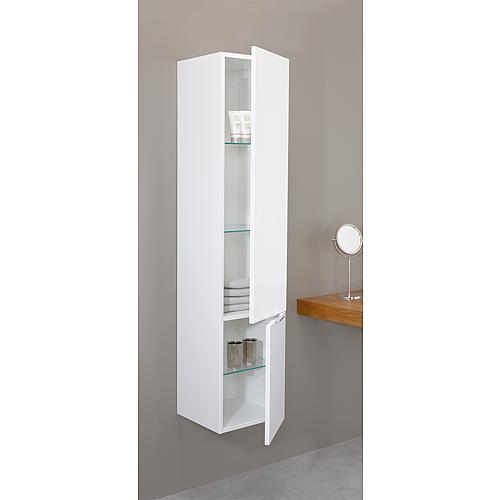 Armoire, blanc brillant MBF 2 portes, butée à droite 350x1625x370 mm