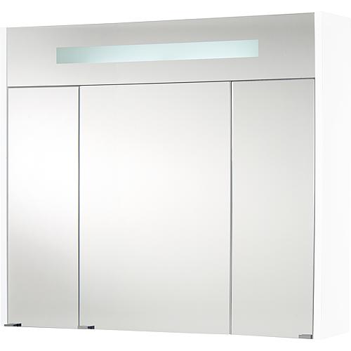 Armoire à miroir avec cache éclairé blanc brillant 3 portes 850x750x188 mm