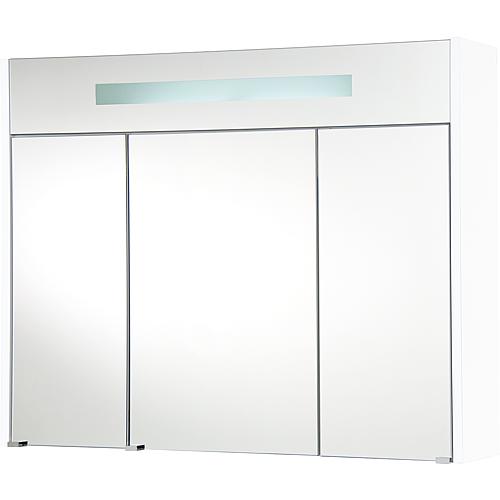 Armoire à miroir avec cache éclairé blanc brillant 3 portes 950x750x188 mm