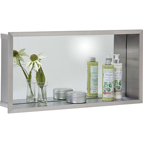 Niche murale avec panneau arriere miroir, profondeur 150 mm lxh : 625x325 mm