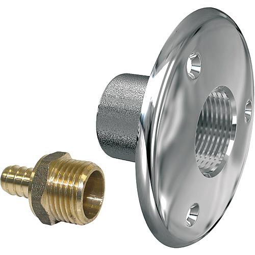 applique traversée de cloison + raccord a glissement, chromé poli, d=12 mm 1/2" F