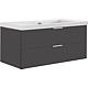 Meuble sous-vasque + vasque en céramique Série MBF anthracite brillant 2 tiroirs 1060x550x510mm