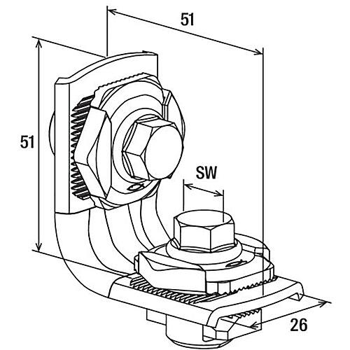 Equerre MW Clix 90°, pour rail de montage FLS  Anwendung 1
