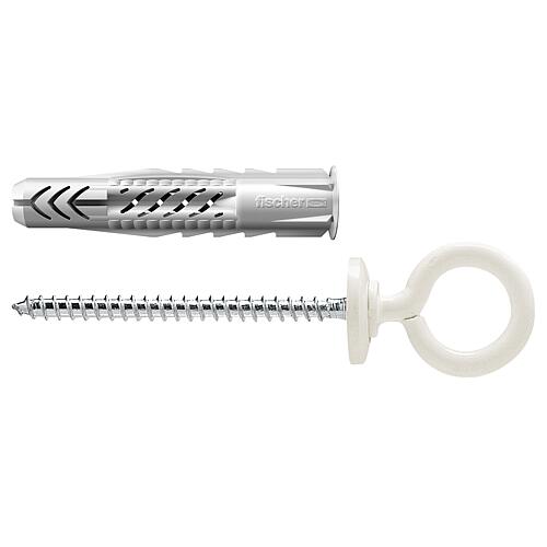 Cheville universelle UX, nylon, collerette  avec piton Standard 1