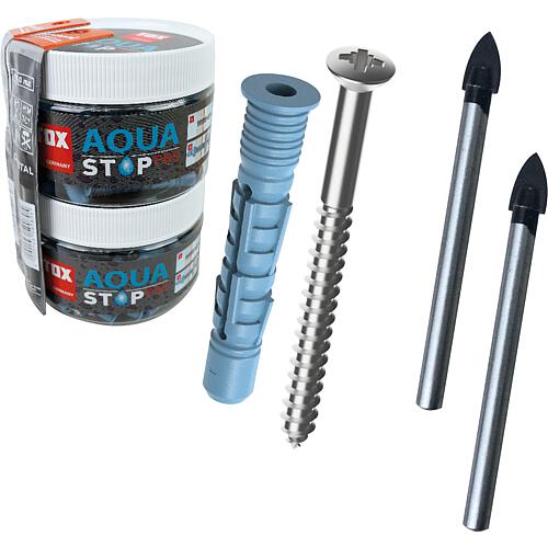 Chevilles polyvalentes Aqua Stop Pro + Forets verre/céramique, 62 pièces Standard 1