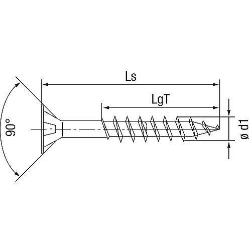 Vis universelle SPAX®, ø de filetage d1 : 4,5 mm, ø tête : 8,8 mm, emballage standard, taille des lames : T 20 Standard 3