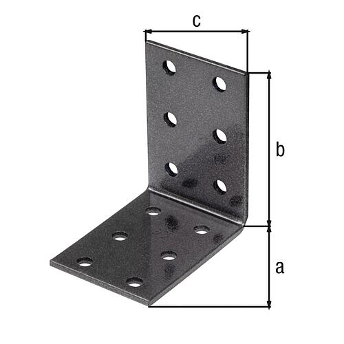 Equerre d'assemblage perforée DURAVIS® 60 x 60 x 40 mm, matériau : acier, galvanisé, surface : noir-diamant