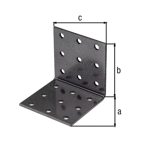 Equerre d'assemblage perforée DURAVIS® 60 x 60 x 60 mm, matériau : acier, galvanisé, surface : noir-diamant