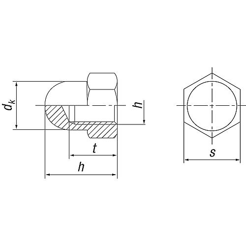 Ecrou borgne DIN 1587, inox A2 Standard 2