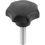 Poignées étoile forme L avec boulon fileté, inox