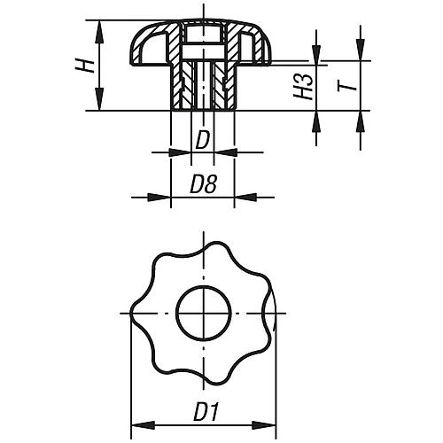 Poignées étoile forme K avec douille filetée, inox Anwendung 2