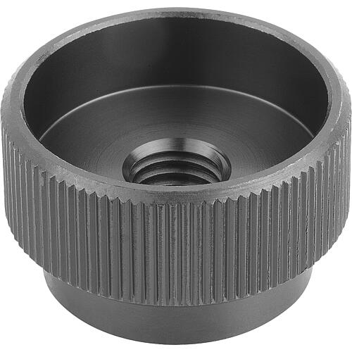 Ecrous moletés forme A en acier de décolletage bruni Standard 1