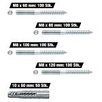 Lot avantageux de goujons filetés M8 x 60-120 mm, 400 pièces + chevilles universelles Fischer UX gratuites, 50 pièces