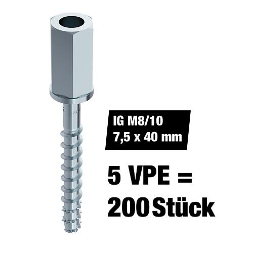 Paquet avantageux Vis à béton et à maçonnerie Multi-Monti® Plus à tête hexagonale (Filetage fem.) M8/10, 7,5 x 40 mm, 200 Pièces Standard 1