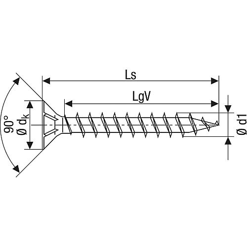 ø du filetage d1 : 4,0 mm, ø de la tête : 8,0 mm, taille de la lame : PZ2