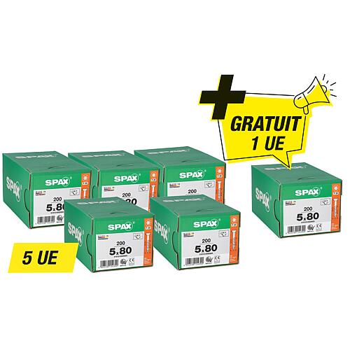 Kit de vis à tête fraisée, 5 Cond., Filetage partiel + 1 Cond. gratuit, 5,0 x 80 mm Standard 1