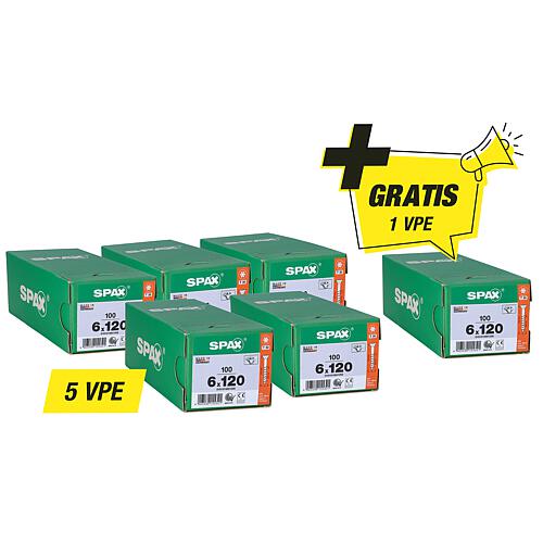 Kit de vis à tête fraisée, 5 Cond., Filetage partiel + 1 Cond. gratuit, 6,0 x 120 mm Standard 1