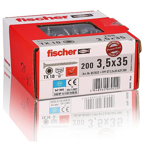 Fischer, vis pour panneaux agglomérés Power-Fast II, ø de filetage d1 : 3,5, ø tête : 7,0, acier inoxydable A2 Anwendung 1