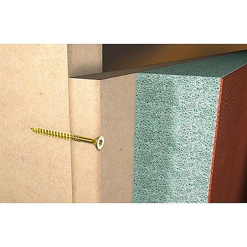 Fischer, vis pour panneaux MDF, ø filetage d1 : 4,5 mm, ø tête : 9,0 mm, Gvz Anwendung 1