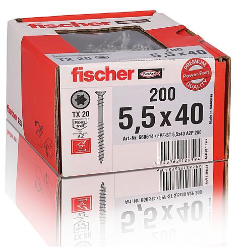 Fischer, vis de terrasse, ø filetage d1 : 5,5 mm, ø tête : 7,5 mm, acier inoxydable A2