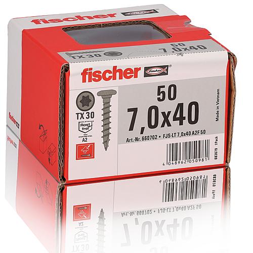 Fischer, vis de piquet, filetage complet, tête ronde avec sous-tête centrée, inox A2, Torx Anwendung 2