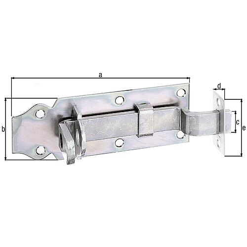 Verrou à coulisse avec poignée plate, coudé, avec tirant en tôle fixe Anwendung 1