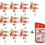 Lot de 10 x unité de rinçage et de remplissage avec poignée papillon + fil d'étanchéité fileté LOCTITE 55