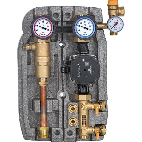 Reservoir solaire Easyflow DN25(1"),2 circuits, 2-12l/min sep. d'air,Grundfos UPM3 hybride 25-70