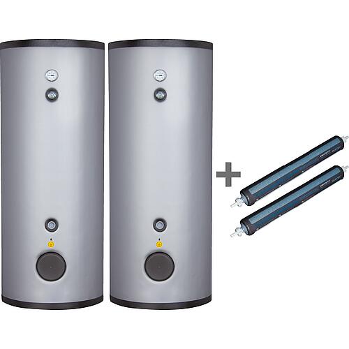 Lot avantageux de 2x accumulateurs de pompe à chaleur WP1V-300, émaillés, 1 échangeur thermique, 290 L Standard 1