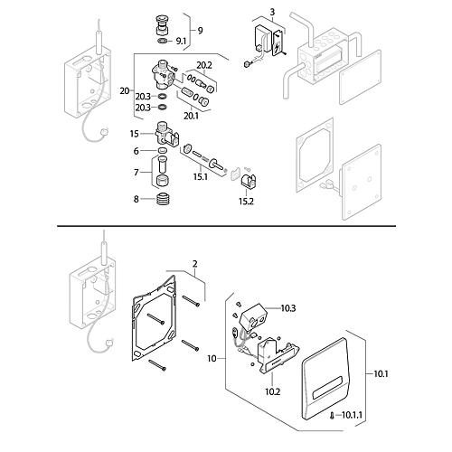 Plaques de commande urinoir infrarouge Geberit pour Hy Tronic Highline réseau Standard 1