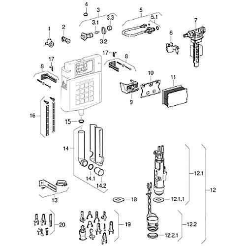 Pièces de rechange pour bâti support Sigma 12 cm (UP300) de 2001 à 2008 Standard 1