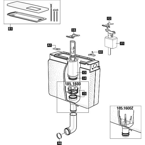 Réservoir de chasse pour bâti-support 185.xxx Standard 1