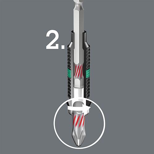 Embout 855/4 TH WERA, hexagonal 1/4" pour Pozidriv, extra-dur, Forme Torsion