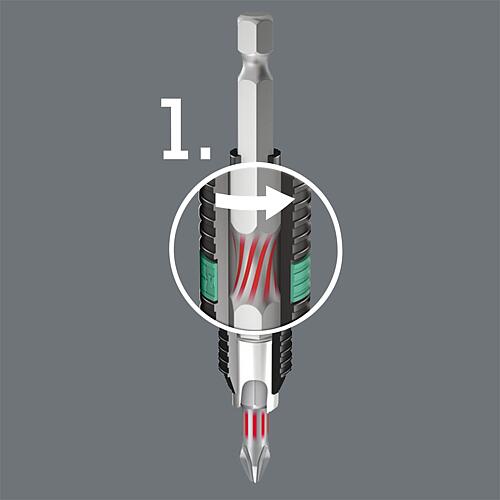 Embouts Pozidriv Wera 855/4 BTZ à emmanchement 1/4", longs, extra-rigides avec zone BiTorsion Anwendung 2
