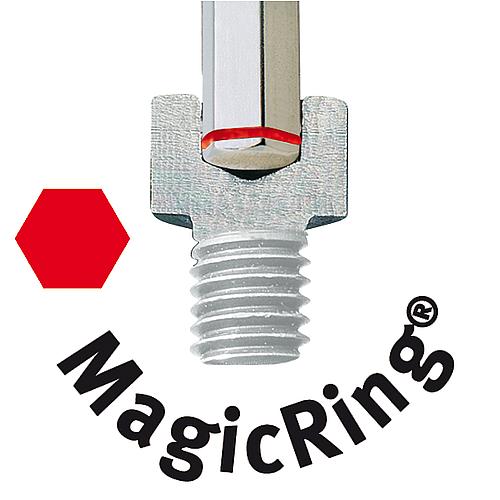 Tournevis à tête sphérique à six pans creux 367R SoftFinish®, MagicRing®, lame hexagonale, avec fonction de retenue,